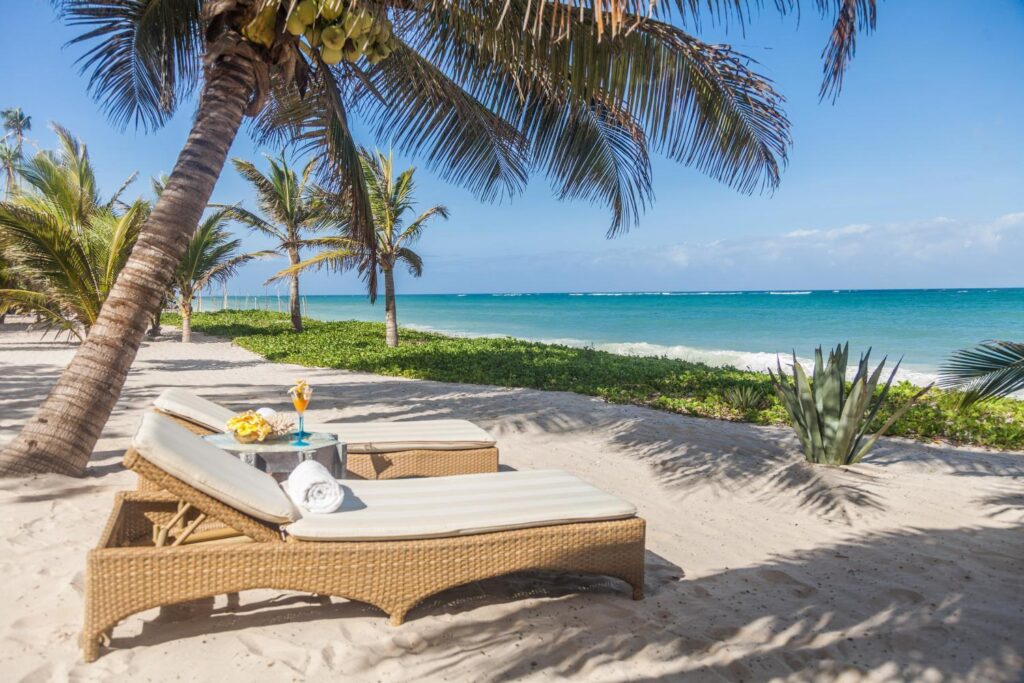 Sunny dry season beach day at Diani Beach, Kenya